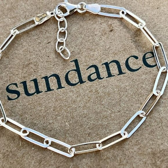 SUNDANCE $128 NEW 7-8" Adj. Sterling Silver Italy 925 Paperclip Link Bracelet - Picture 9 of 9